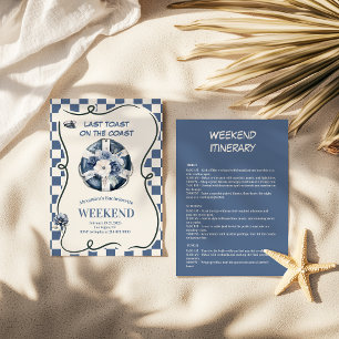 Nautical Floral Lifesaver Blue Bachelorette Invitation