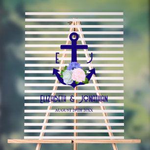 Nautical Floral Stripes Wedding Acrylic Sign