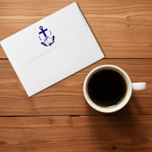Nautical Floral Stripes Wedding Envelope