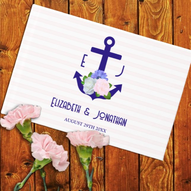 Nautical Floral Stripes Wedding Guest Book (Creator Uploaded)