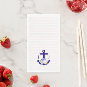 Nautical Floral Stripes Wedding Napkin