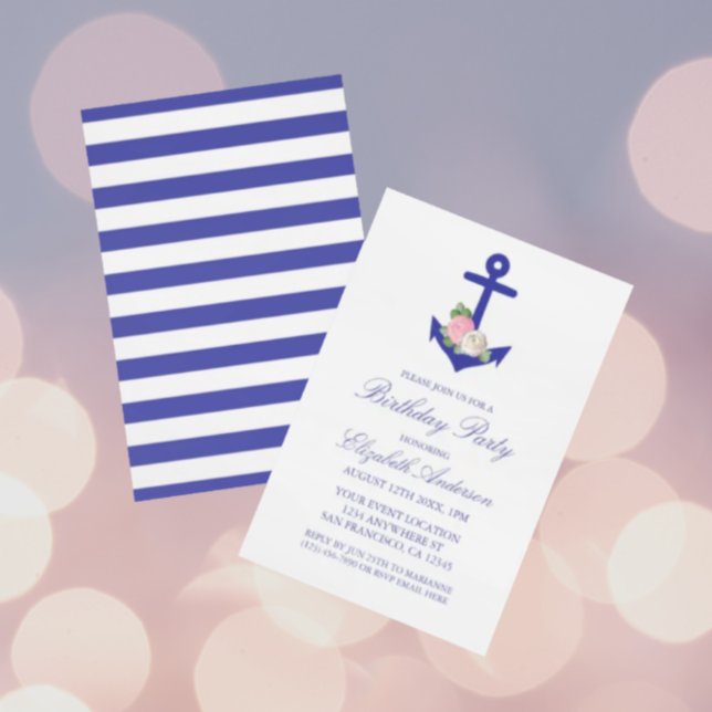 Nautical Floral Summer Birthday Invitation (Creator Uploaded)