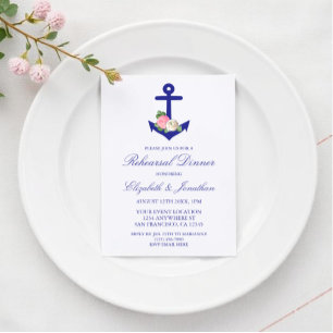 Nautical Floral Summer Rehearsal Dinner Invitation