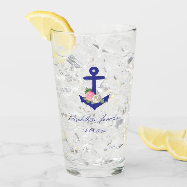 Nautical Floral Summer Wedding Glass (Front Ice)