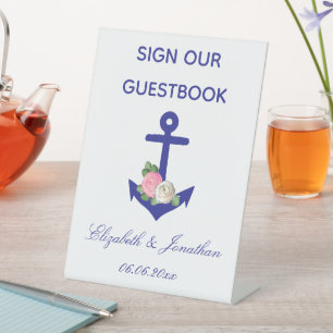 Nautical Floral Summer Wedding Pedestal Sign