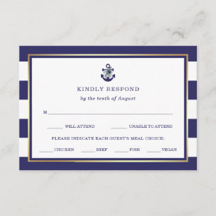 Nautical Flowers   Navy Blue RSVP with Meal Choice