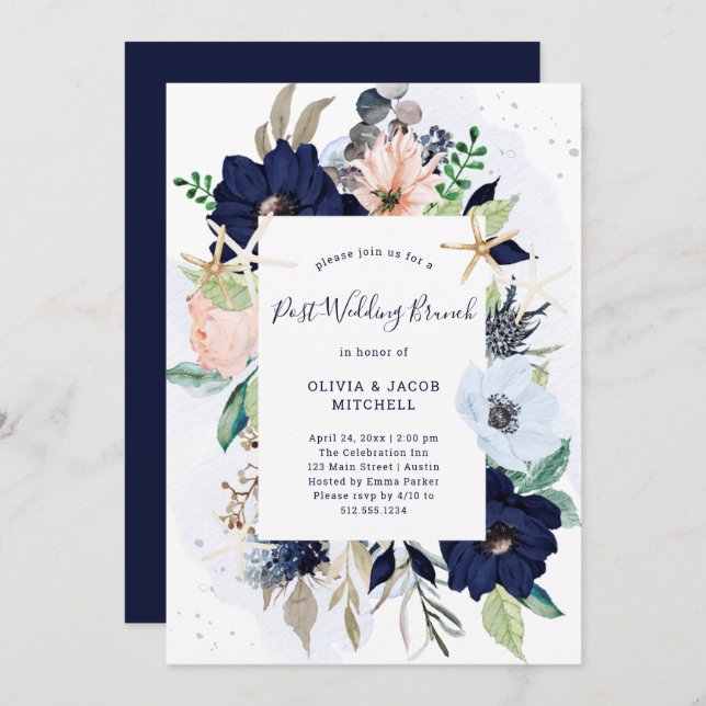 Nautical Flowers | Post Wedding Brunch Invitation (Front/Back)