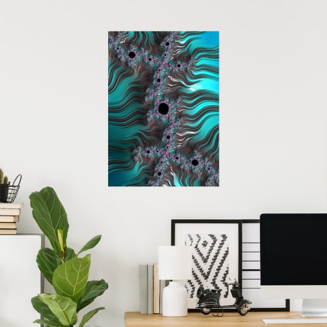 Nautical Fractal Abstract Underwater Landscape Poster (Home Office)