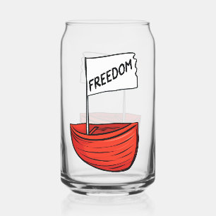Nautical Freedom Boat Illustration Can Glass