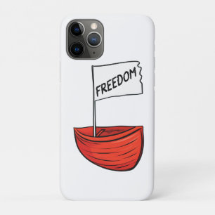 Nautical Freedom Boat Illustration iPhone 11 Pro Case