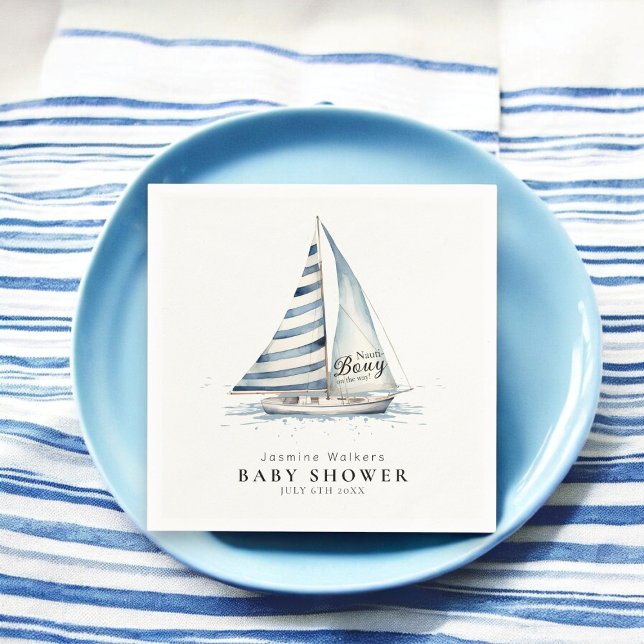 Nautical fun  "Nauti-Bouy" Sailboat baby shower Napkin (Creator Uploaded)