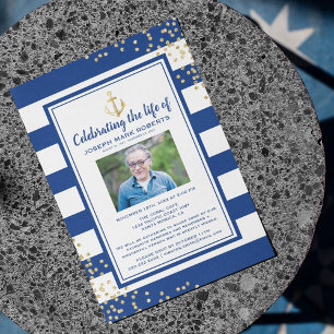 Nautical Funeral   Celebration of Life Photo Invitation
