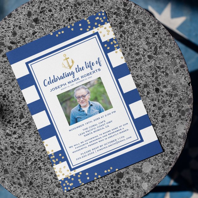 Nautical Funeral | Celebration of Life Photo Invitation (Creator Uploaded)