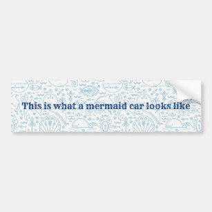 Nautical funny mermaid light blue bumper sticker