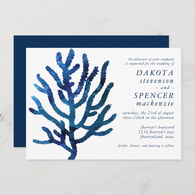 Nautical Galaxy Coral Reef | Beach Marina Wedding Invitation (Front/Back)