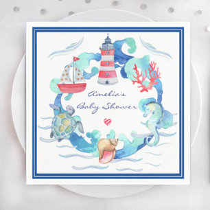 Nautical Gender Neutral Watercolor Baby Shower Napkin