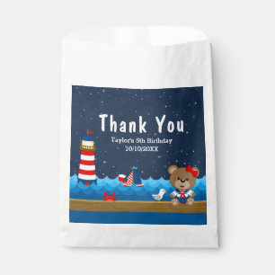Nautical Girl Bear Red Birthday Party Thank You Favour Bag