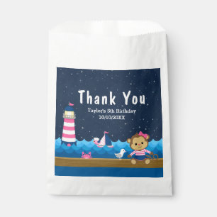 Nautical Girl Monkey Pink Birthday Party Thank You Favour Bag