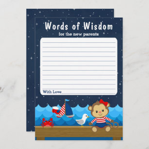 Nautical Girl Monkey Red and Navy Words of Wisdom Invitation