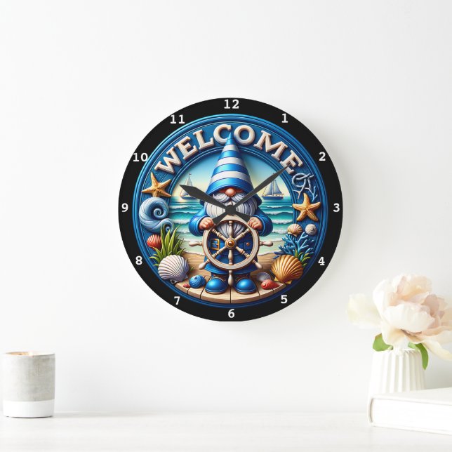 Nautical Gnome Welcome Beach Clock (Home)