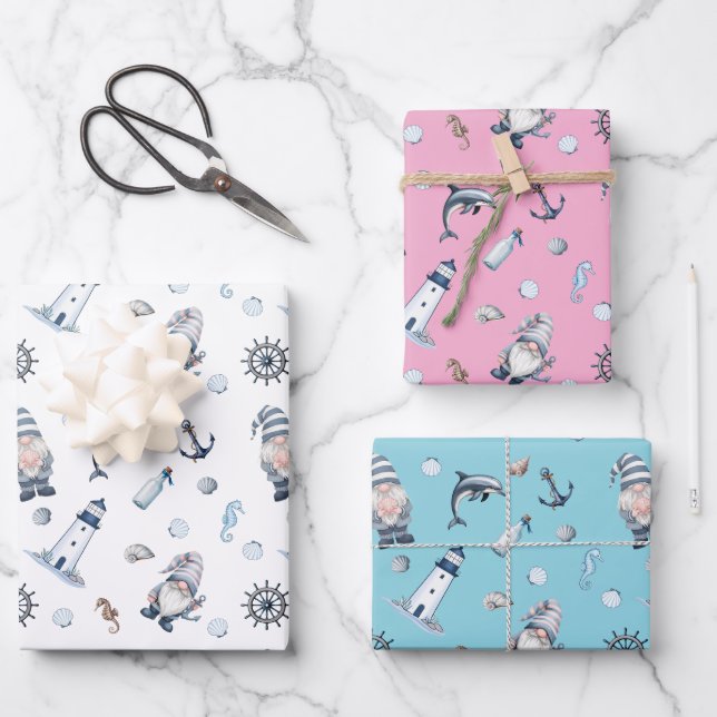 Nautical Gnomes! Wrapping Paper Sheet (Front)