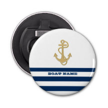 Nautical,Gold Anchor  Navy Blue White Stripes 