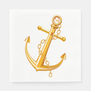 Nautical Gold Anchor Wedding Beach Summer Boat Napkin