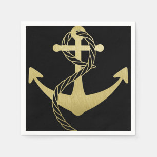 Nautical Gold and Black Party Napkins