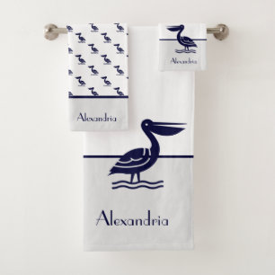 Nautical Gold and navy blue  Bath Towel Set