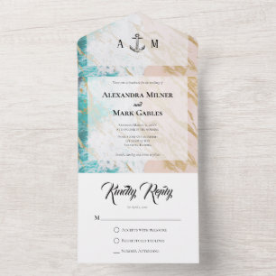 Nautical Gold Beach  All In One Invitation