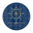 Nautical Gold Boat Wheel,Navy Blue 