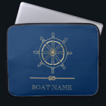 Nautical Gold Boat Wheel,Navy Blue   Laptop Sleeve<br><div class="desc">This image features an gold boat wheel, on a navy blue background.</div>