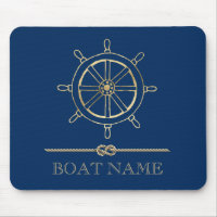 Nautical Gold Boat Wheel,Navy Blue