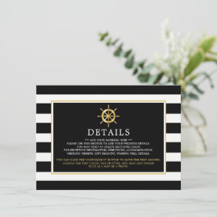 Nautical Gold Wheel, Black & Gold Wedding Detail Enclosure Card