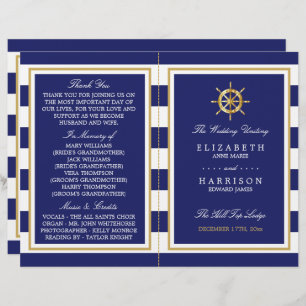 Nautical Gold Wheel, Navy/Gold Wedding Programme