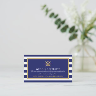 Nautical Gold Wheel, Navy & Gold Wedding Website Enclosure Card