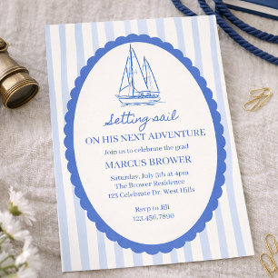 Nautical Graduation, Boys Graduation Party Invitation