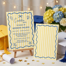 Nautical Graduation Party Invitation Blue Coastal