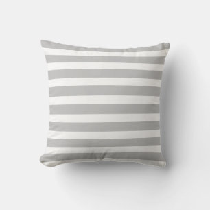 Nautical Grey and white Striped Throw Pillow