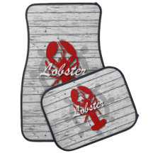 Nautical Grey Peeled Wood Print with a Lobster