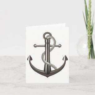 Nautical Grey Ship Anchor Sailor - Thank You Love Card