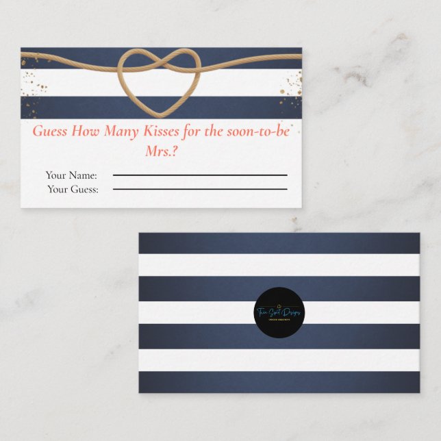 Nautical Guess How Many Kisses for the Mrs. Enclosure Card (Front/Back)