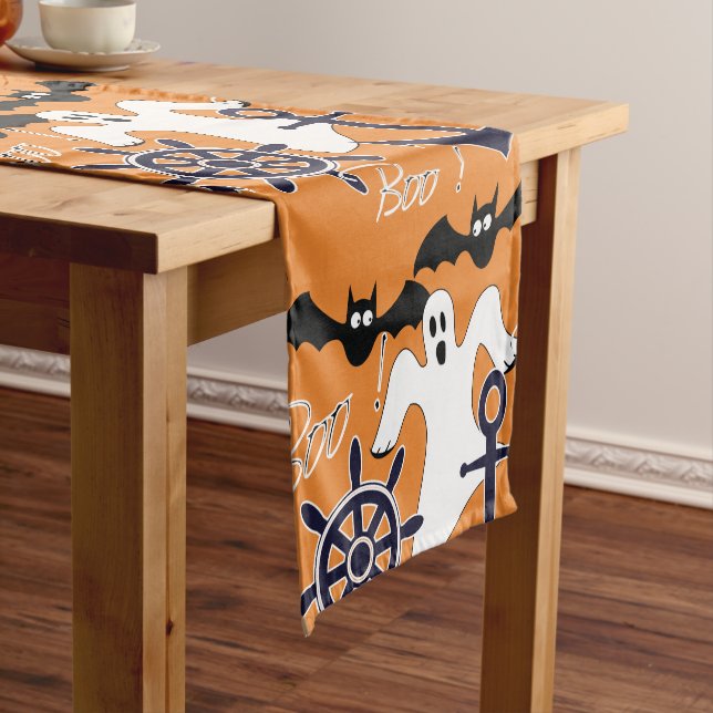 Nautical Halloween pattern Short Table Runner (In Situ)