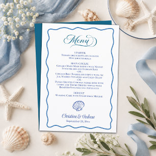 Nautical Hand Drawn Blue Frame Wedding Menu