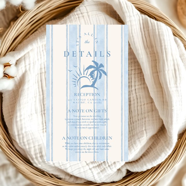 Nautical Hand Drawn Palm Tree Wedding Enclosure Card (Creator Uploaded)