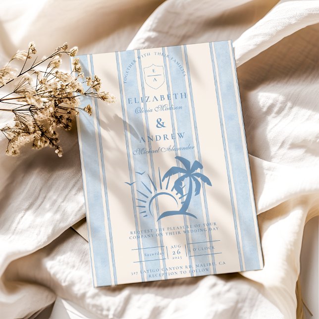 Nautical Hand Drawn Palm Tree Wedding Invitation (Creator Uploaded)