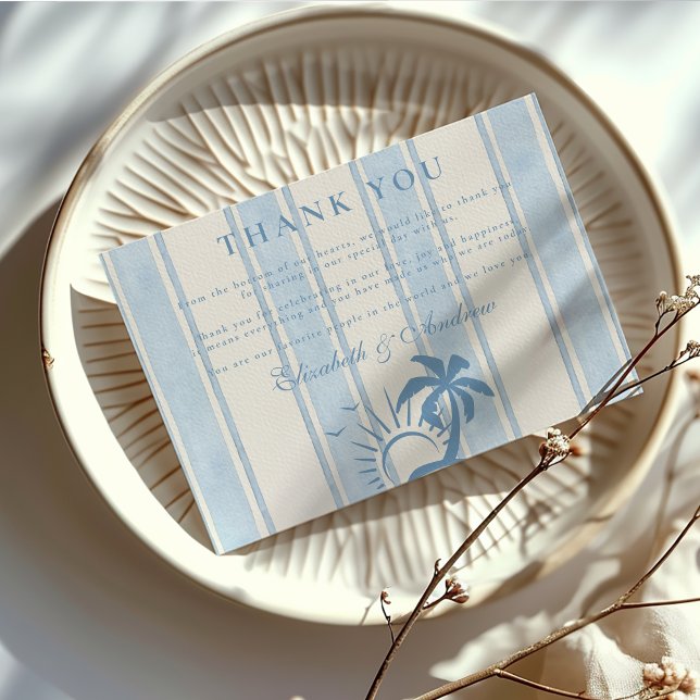 Nautical Hand Drawn Palm Tree Wedding Thank You Card (Creator Uploaded)
