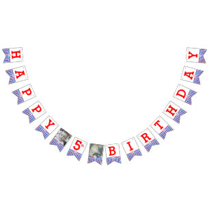 Nautical Happy Birthday 5th kids age bunting Bunting