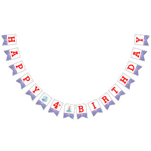 Nautical Happy Birthday kids age bunting Bunting