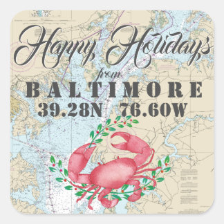 Nautical Happy Holidays from Baltimore Square Sticker